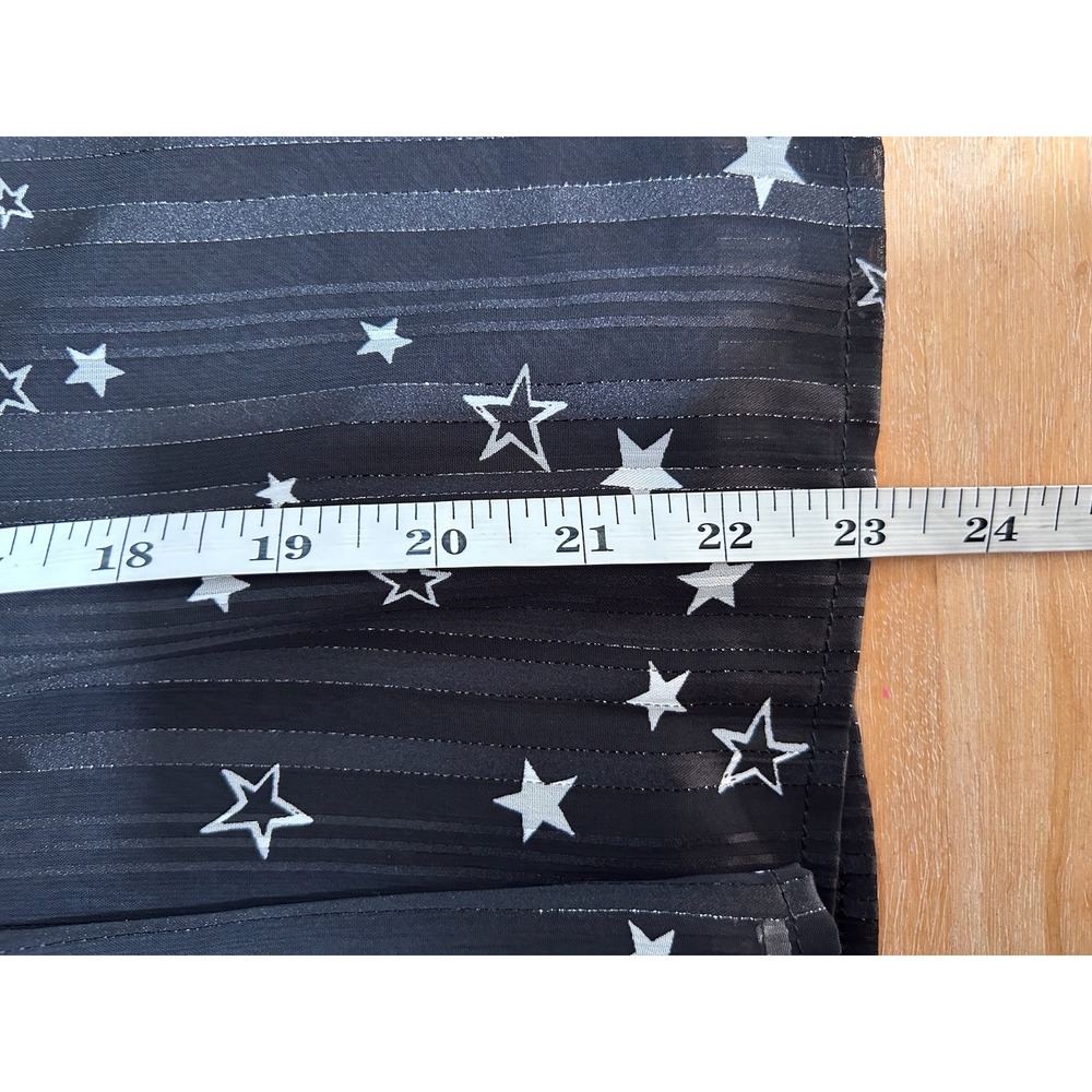 Cistar NY Celestial Star Print Blouse Sz M Black Metallic Whimsigoth Indie Boho - Picture 9 of 9